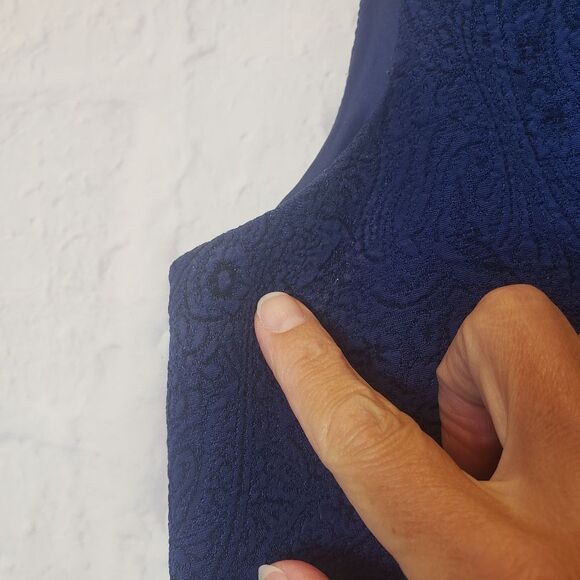 COLDWATER CREEK 2PC Dress & Jacket Suit Set Paisley Blue 6 Petite - Picture 9 of 11